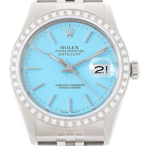 Rolex datejust bleu turquoise - rolex,