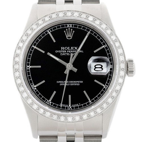 Rolex datejust noir diamant - rolex,