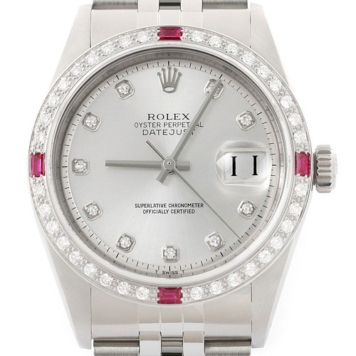 Rolex datejust argent diamant - rolex,