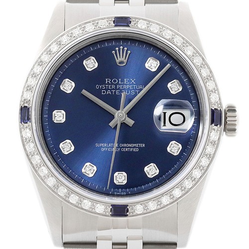 Rolex datejust diamant bleu - rolex,